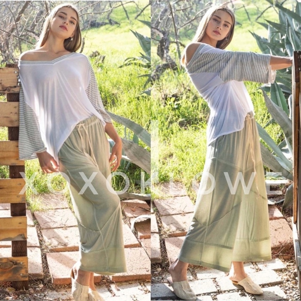 LAST ONE POL Sage Wide Leg Summer Palazzo Pants Loose Knit Lightweight - Picture 5 of 16